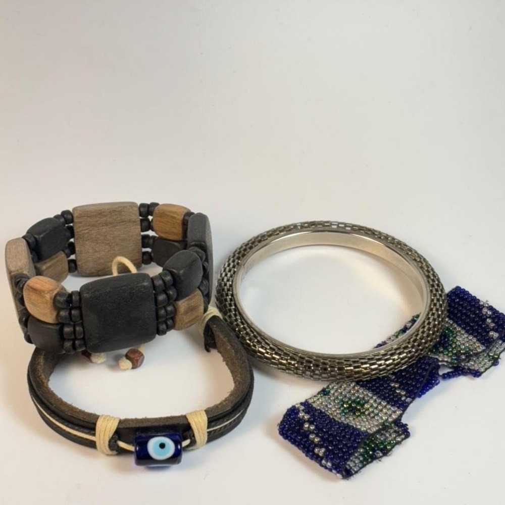 Bracelet Lot Boho Vintage Metal Leather Beaded Biker‎ Core